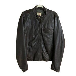 Ezra Fitch Abercrombie Men's Genuine Leather XL Vintage Cafe Racer Jacket GUC